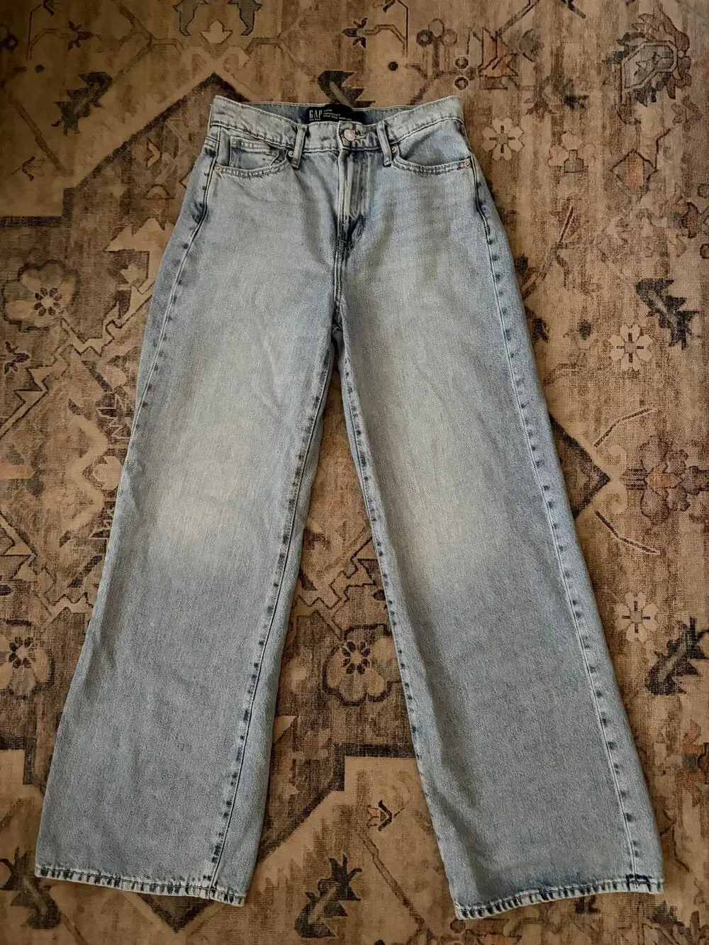 GAP Supersoft High Rise Wide Leg Jeans Womens 0 25R Light Wash Relaxed Denim